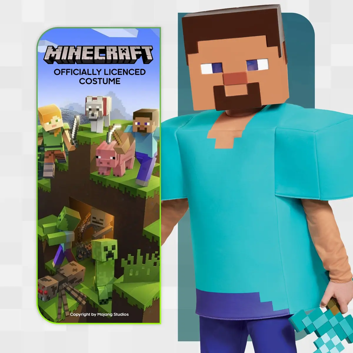 Disguise Minecraft Steve Deluxe Costume for Kids (Size 4-6) | Officially Licensed Halloween Dress Up - view 2