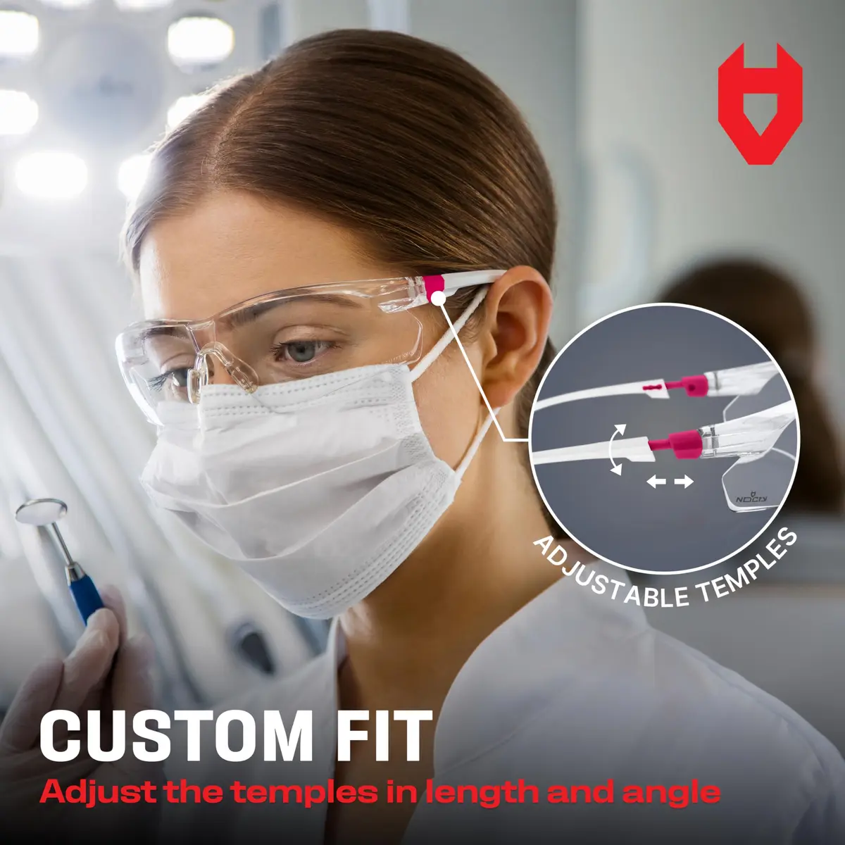 NoCry Clear Safety Glasses for Women with Adjustable Frames & UV Protection | Anti-Fog, Scratch-Resistant, ANSI Z87.1 Rated (1 Pair) - view 6