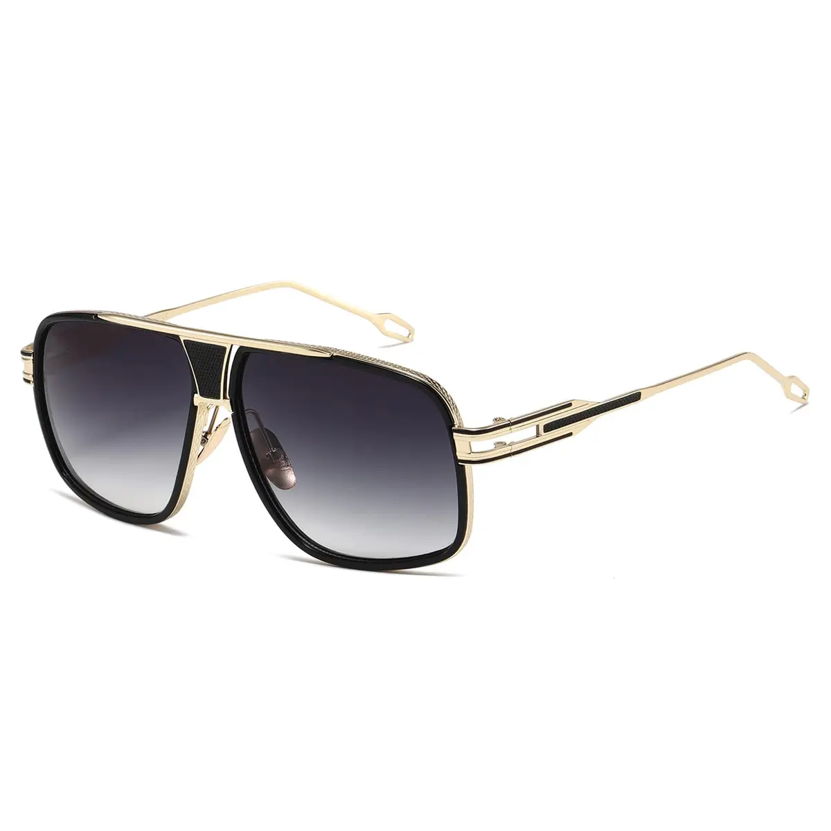 AEVOGUE Men's Oversized Shield Sunglasses AE0336 | Retro Alloy Frame, UV400 Protection, Gold&Gray - main product image