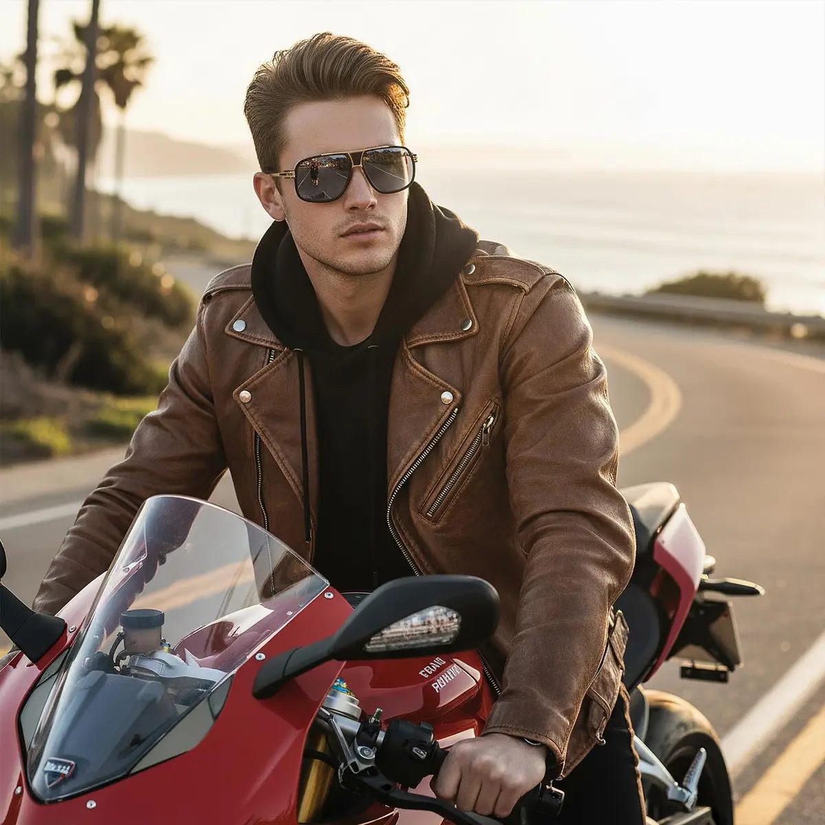 AEVOGUE Men's Oversized Shield Sunglasses AE0336 | Retro Alloy Frame, UV400 Protection, Gold&Gray - view 3