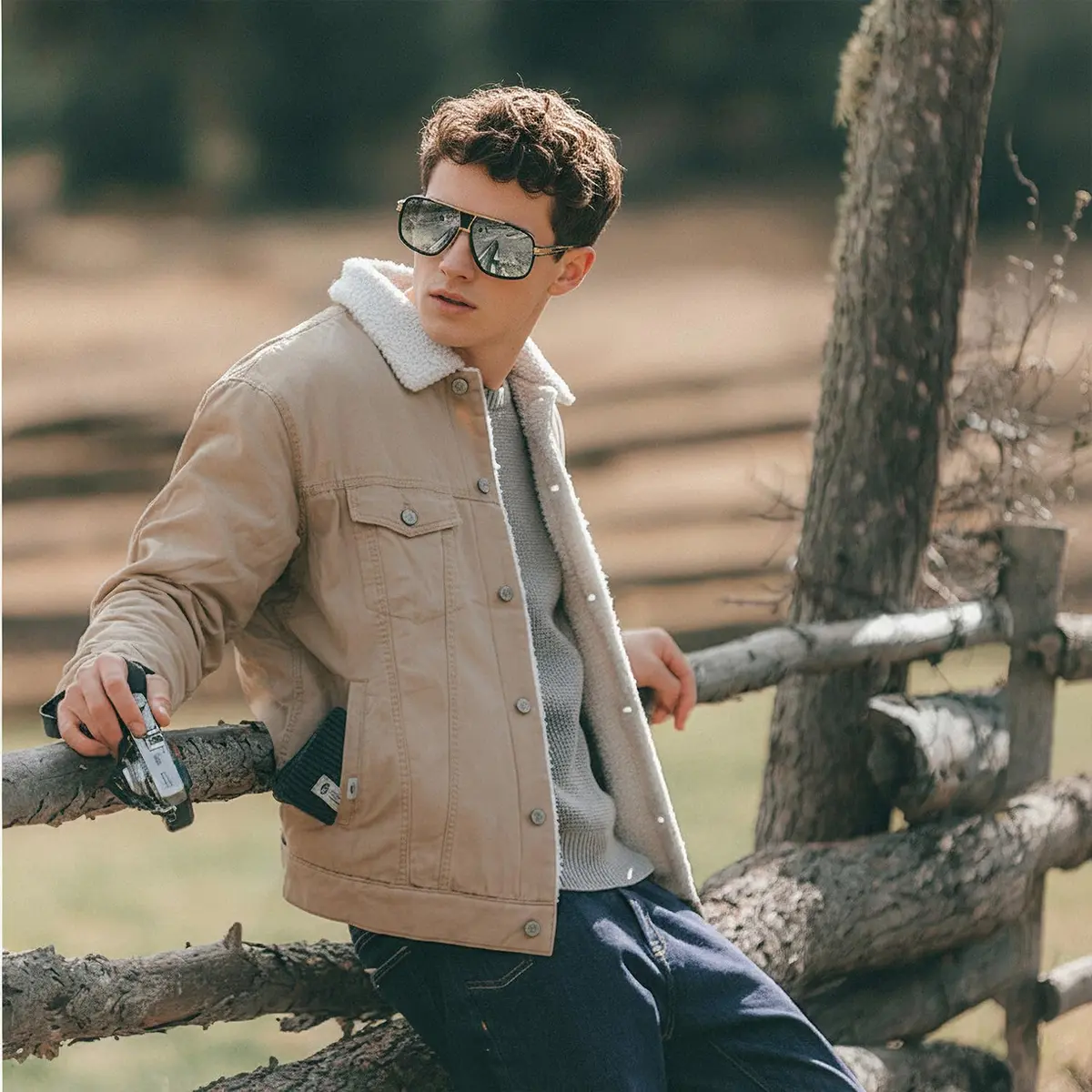 AEVOGUE Men's Oversized Shield Sunglasses AE0336 | Retro Alloy Frame, UV400 Protection, Gold&Gray - view 4