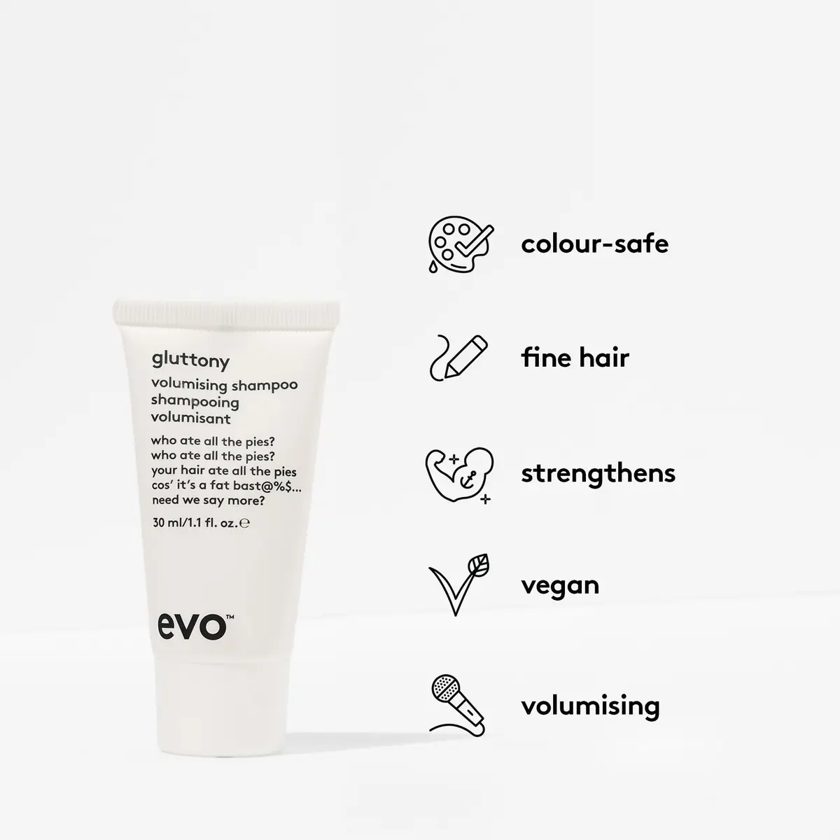 EVO Gluttony Volumizing Shampoo for Fine Hair & All Hair Types, 30ml (1 fl oz) | Sulfate-Free Cleansing for Volume & Body - view 3