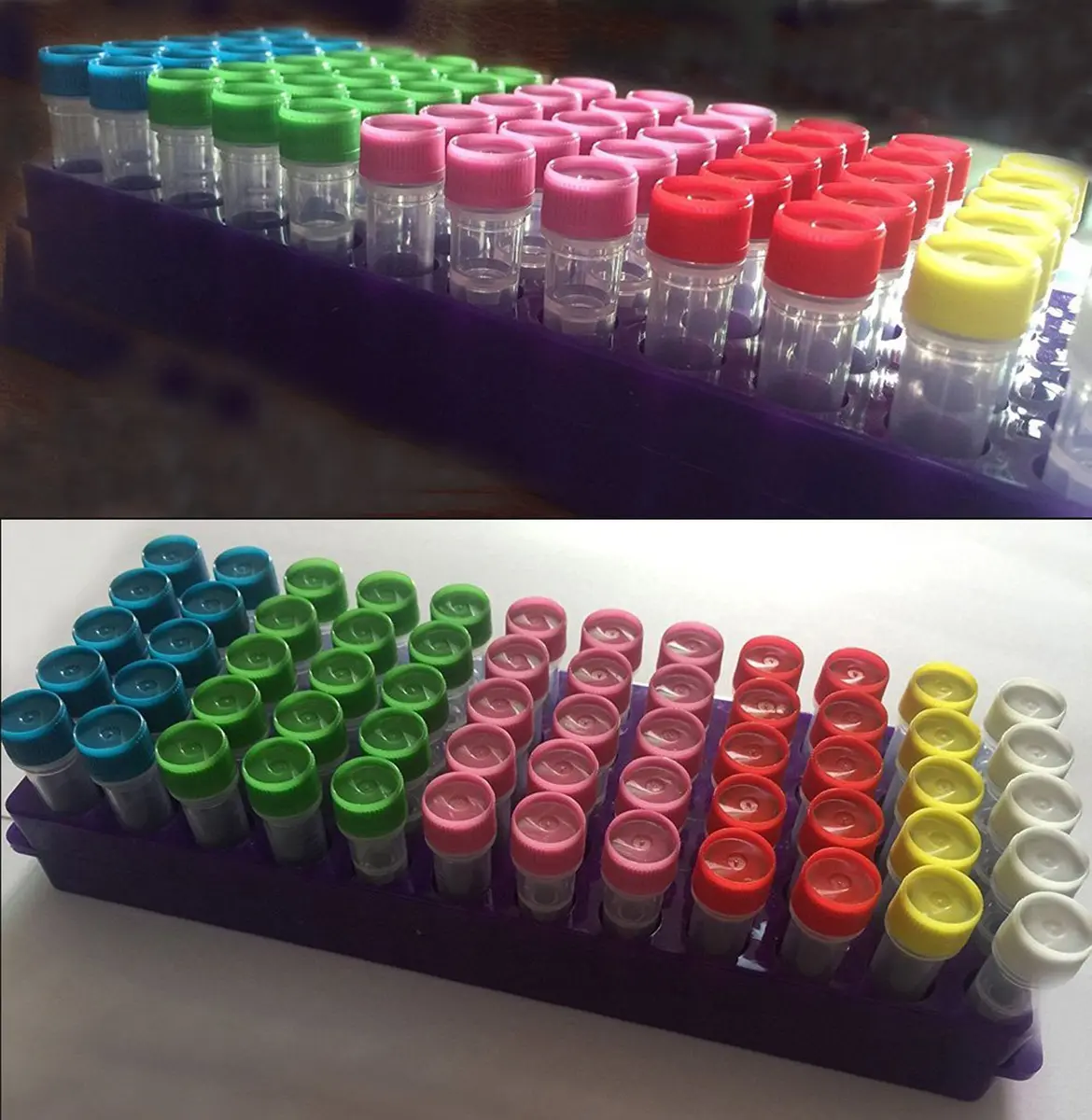 P-ABC Double Panel Microcentrifuge Tube Rack, 60-Well (5-Pack, Green/Red/Blue) | Autoclavable Polypropylene Lab Organizer - view 5