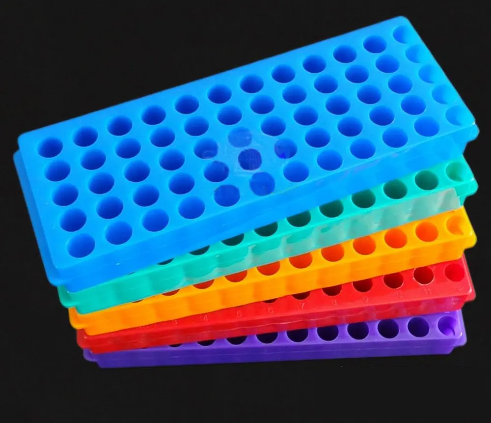 P-ABC Double Panel Microcentrifuge Tube Rack, 60-Well (5-Pack, Green/Red/Blue) | Autoclavable Polypropylene Lab Organizer - view 6