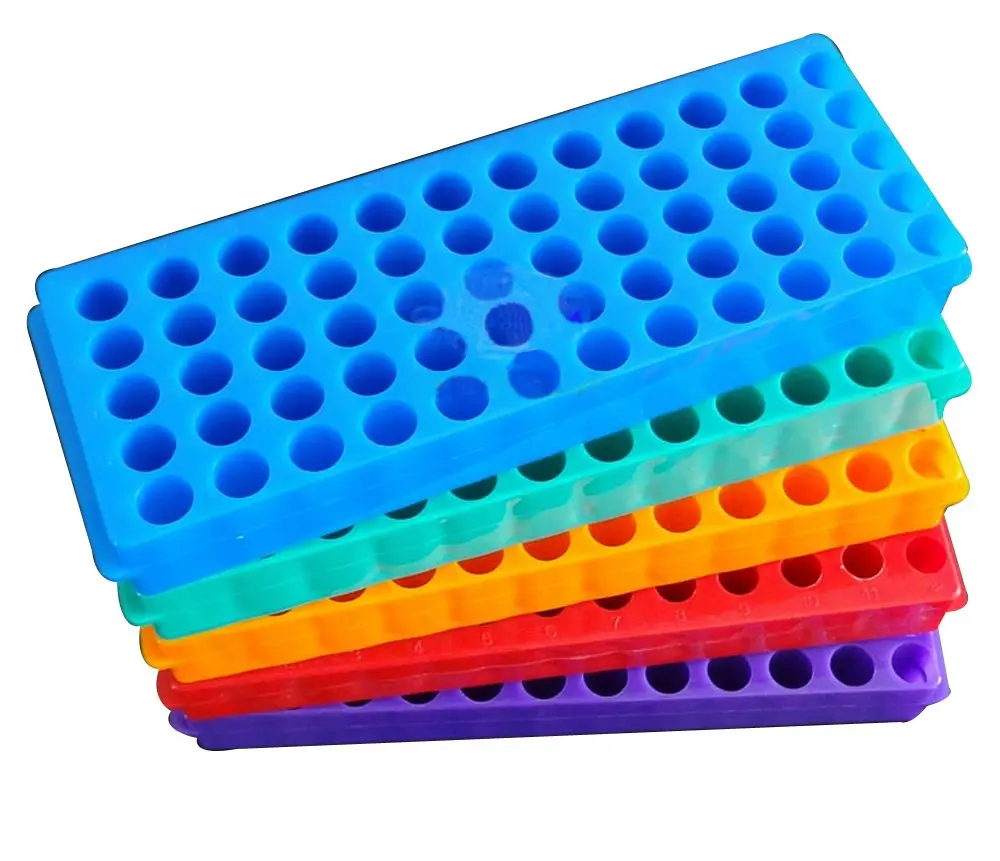 P-ABC Double Panel Microcentrifuge Tube Rack, 60-Well (5-Pack, Green/Red/Blue) | Autoclavable Polypropylene Lab Organizer - view 3