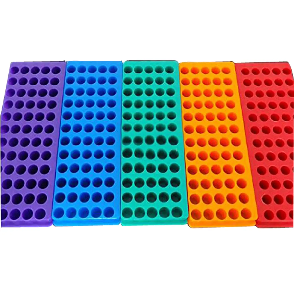 P-ABC Double Panel Microcentrifuge Tube Rack, 60-Well (5-Pack, Green/Red/Blue) | Autoclavable Polypropylene Lab Organizer - view 4