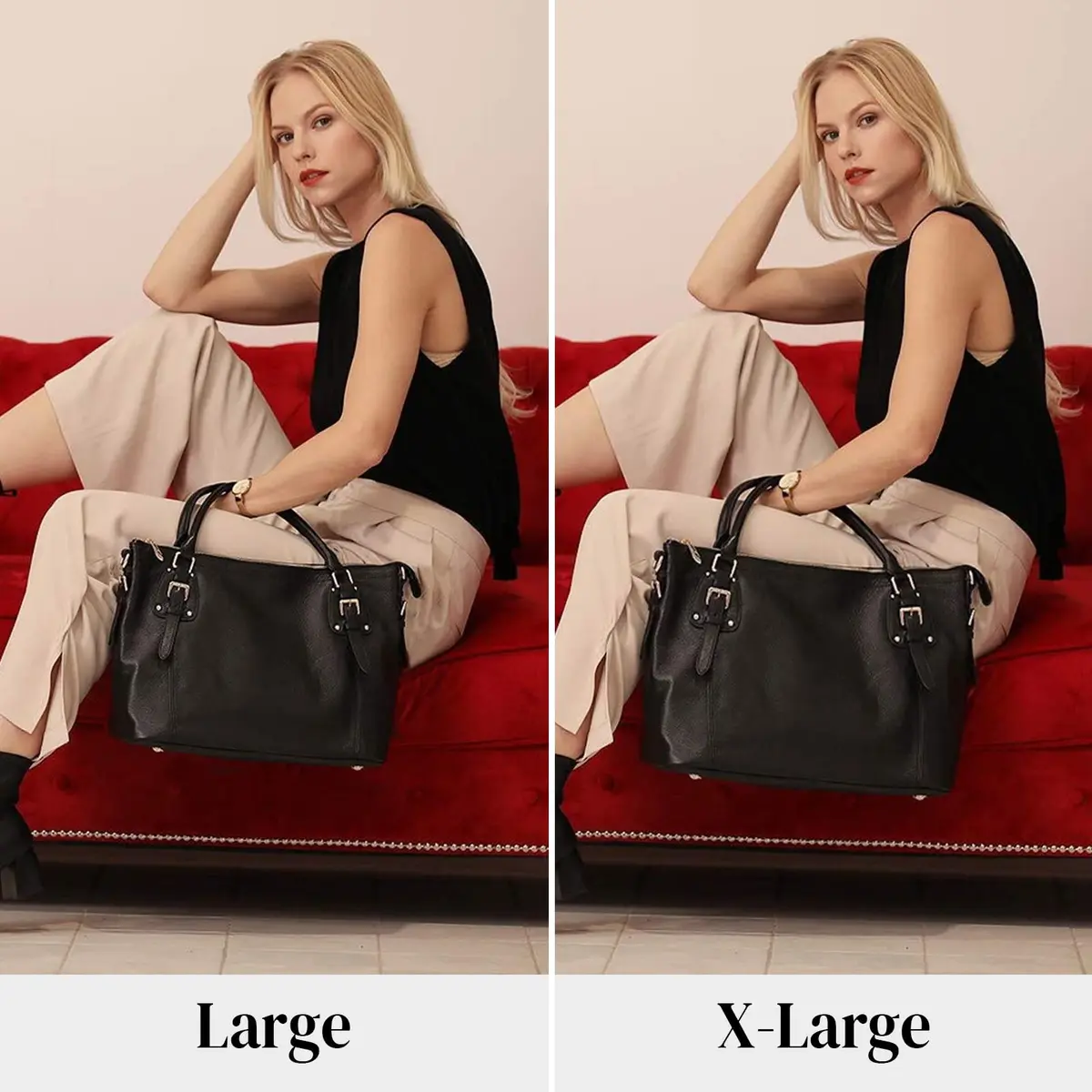 Kattee Leather Tote Handbag for Women, Large Satchel Purse, Black | Waxed Cowhide Leather, Spacious & Stylish - view 2