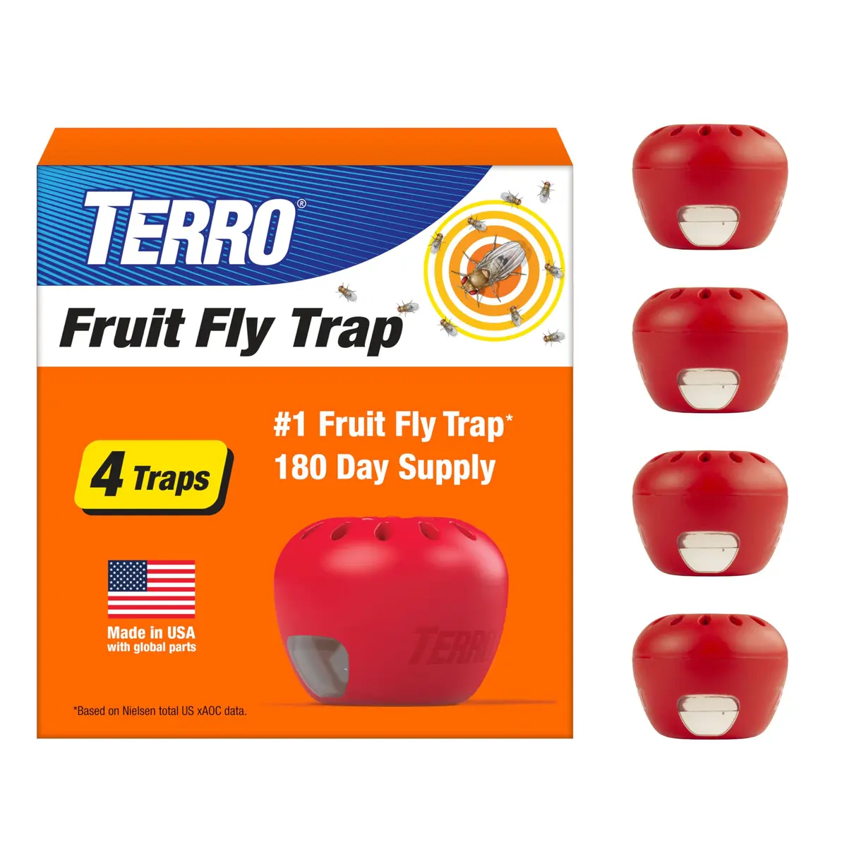 Terro Fruit Fly Trap 4-Pack | 180 Days Lure Supply, Food-Based - main product image