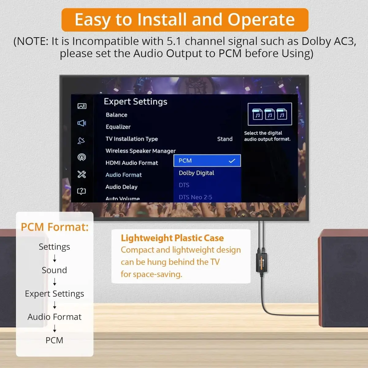 Neoteck 192kHz DAC Converter 47g (1.66 oz) | Converts Optical to RCA for Clearer Audio - view 5