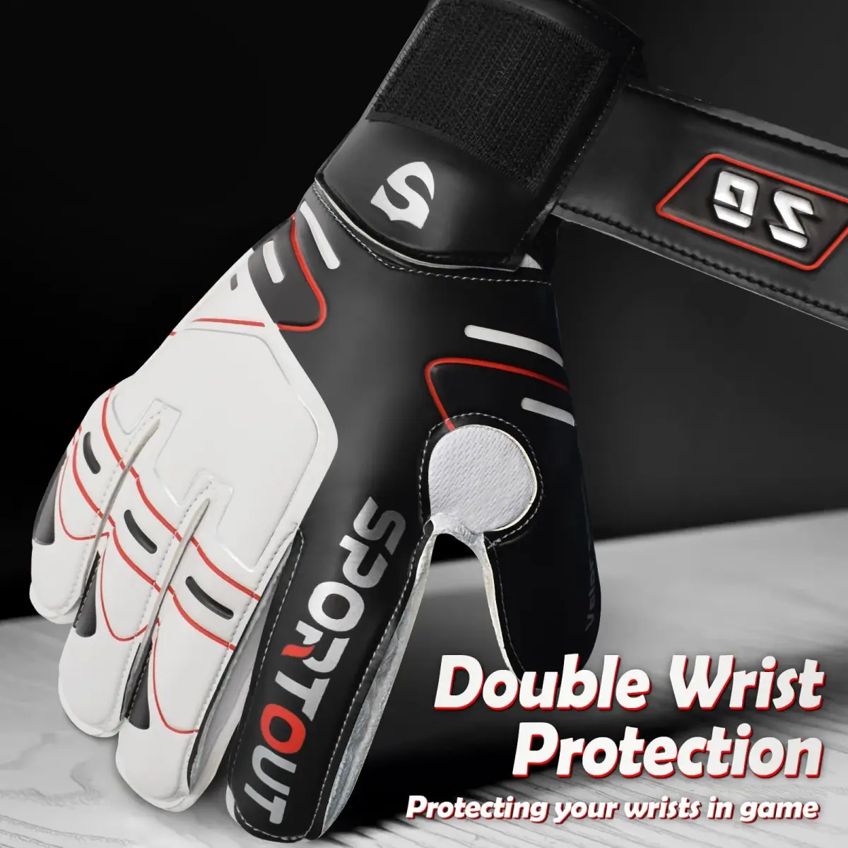 Sportout Goalkeeper Gloves Size 7 Black | Strong Grip & Finger Protection - view 5