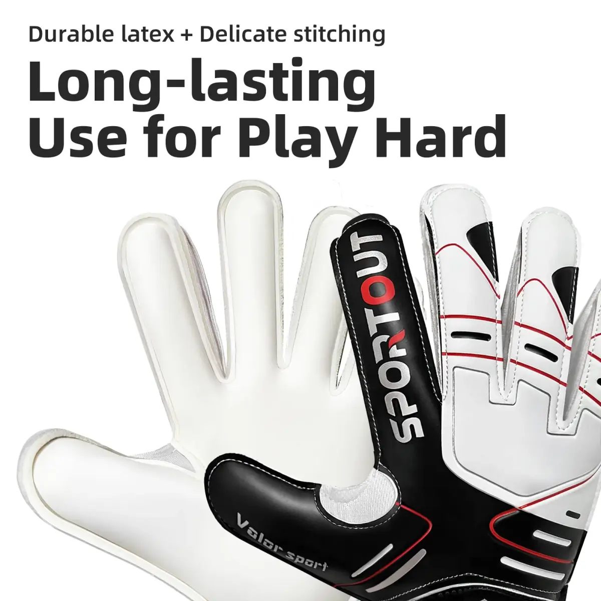 Sportout Goalkeeper Gloves Size 7 Black | Strong Grip & Finger Protection - view 8