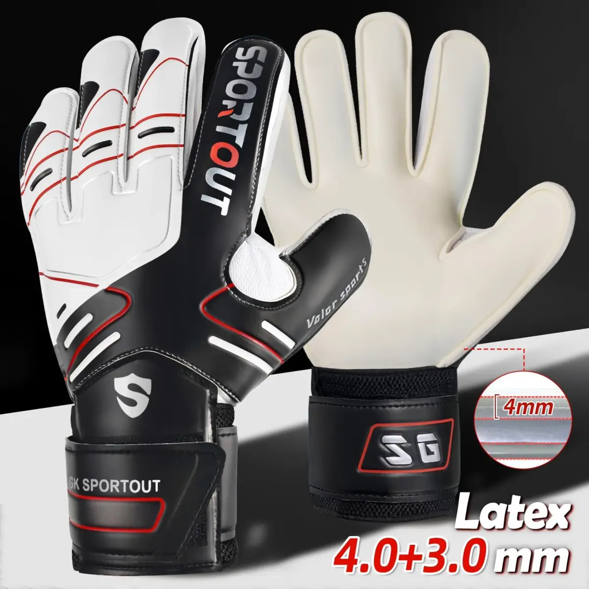 Sportout Goalkeeper Gloves Size 7 Black | Strong Grip & Finger Protection - view 2