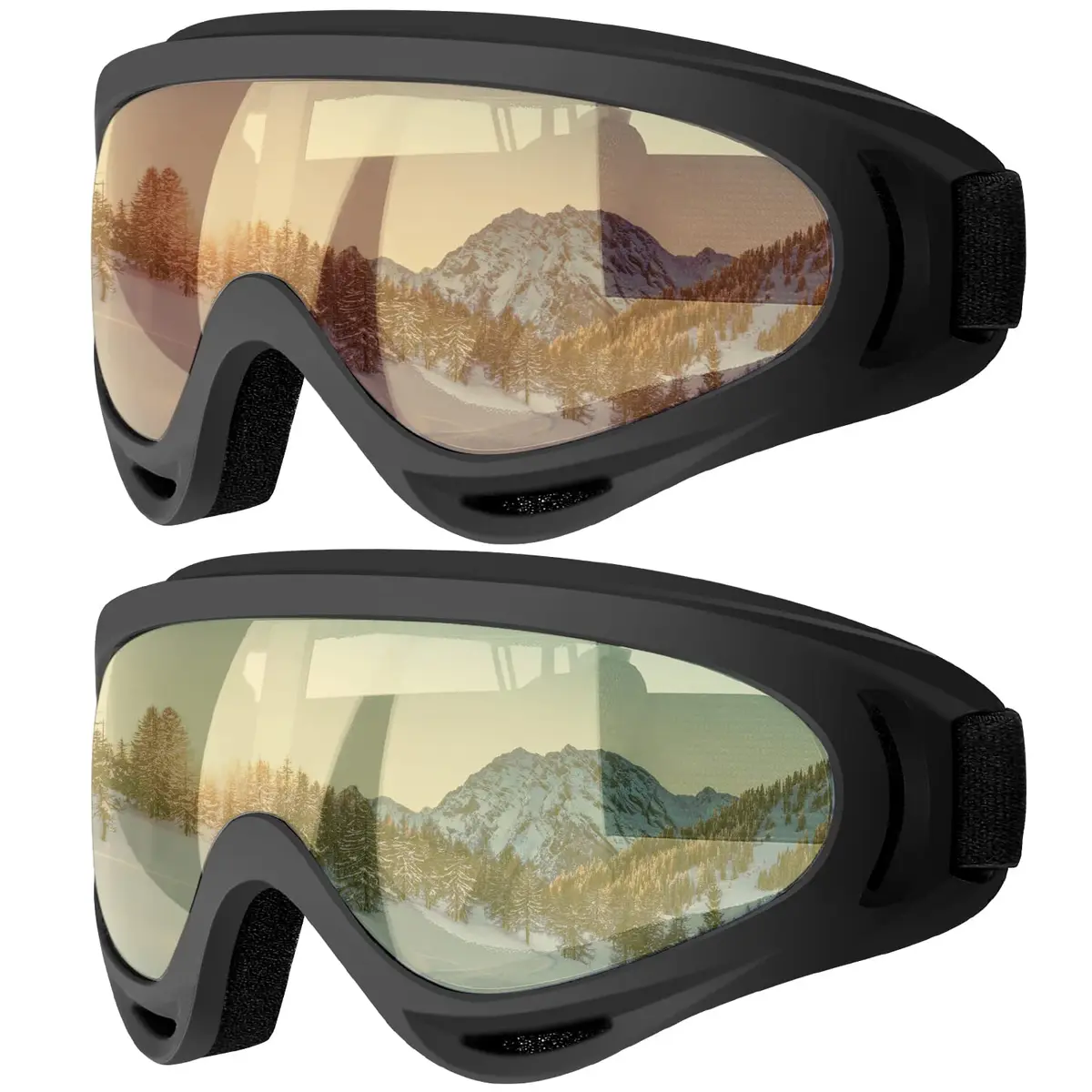 COOLOO Ski Goggles 2 Pack UV400 Impact-Resistant Snowboard Goggles for Men Women Kids - main product image