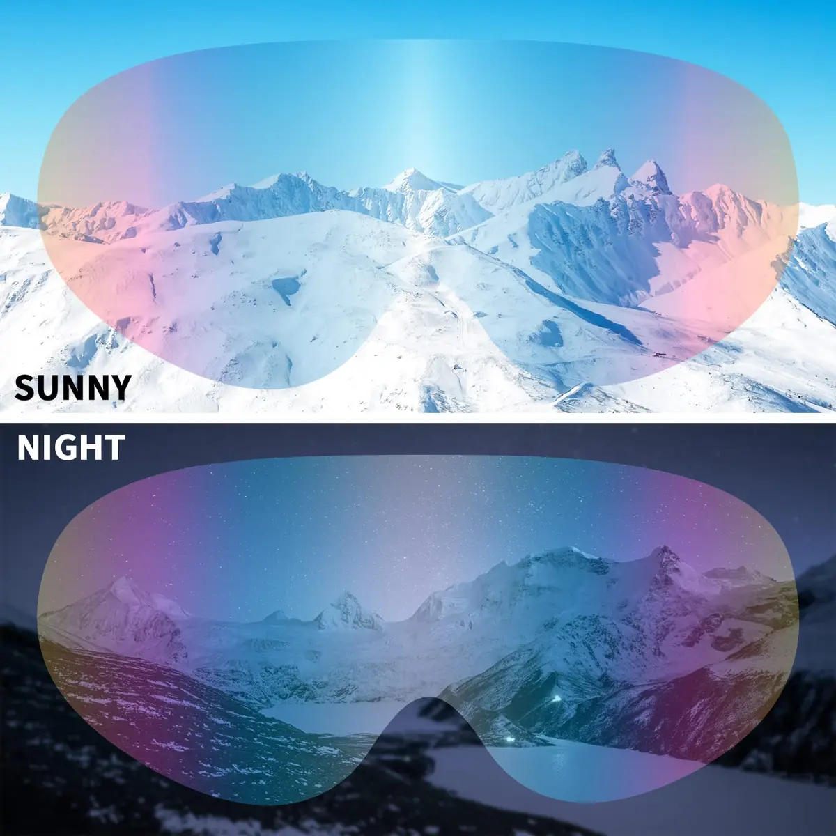 COOLOO Ski Goggles 2 Pack UV400 Impact-Resistant Snowboard Goggles for Men Women Kids - view 5