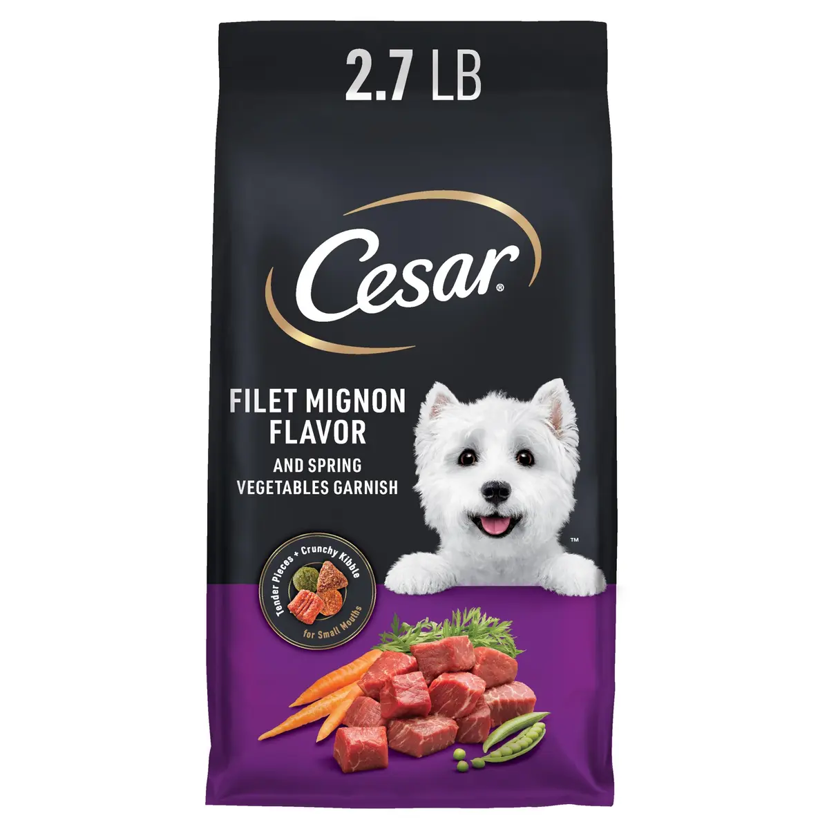 Cesar Small Breed Dry Dog Food Filet Mignon & Spring Vegetables 2.7 lb | Gourmet Nutrition for Small Dogs - main product image