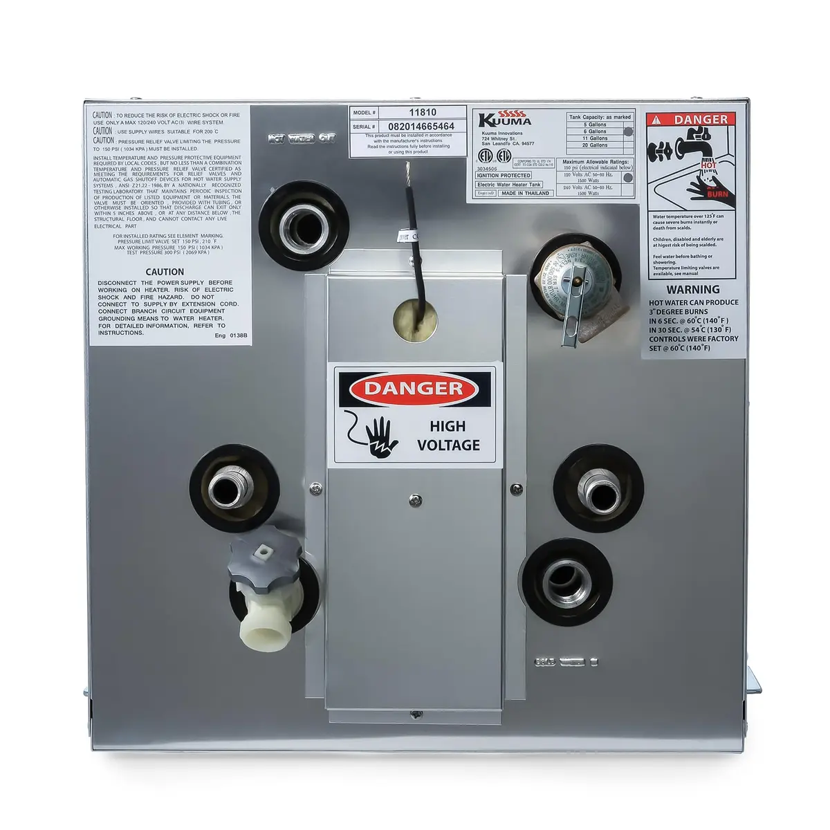 Kuuma Marine Water Heater 120V | 6 Gallon Capacity, Gray, Side Mount, Front Exchange - view 4