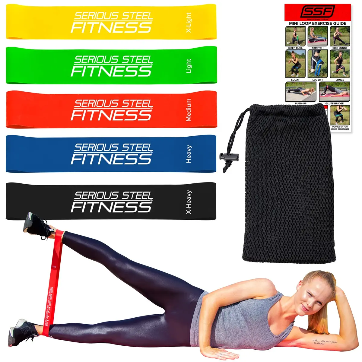 Serious Steel Fitness Mini Loop Bands - 5 Resistance Bands for Exercise | Rehab, Warm-Ups & Glute Activation - view 8