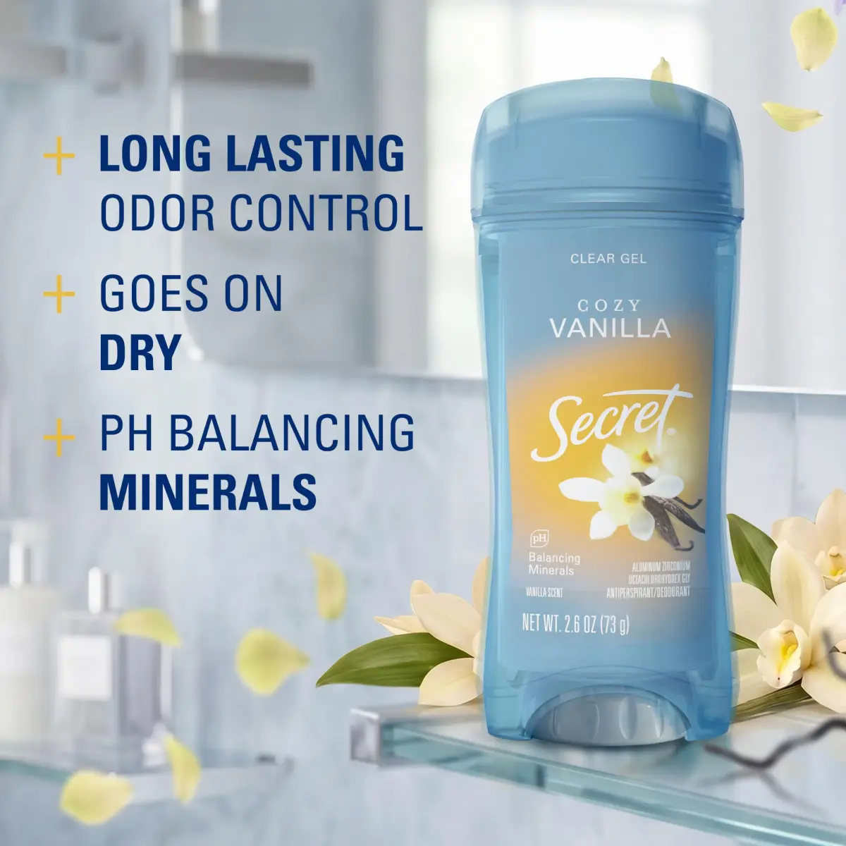 Secret Fresh Antiperspirant Deodorant for Women, Cozy Vanilla Scent, 72hr Protection, Clear Gel 73ml (2.6 oz) - view 2