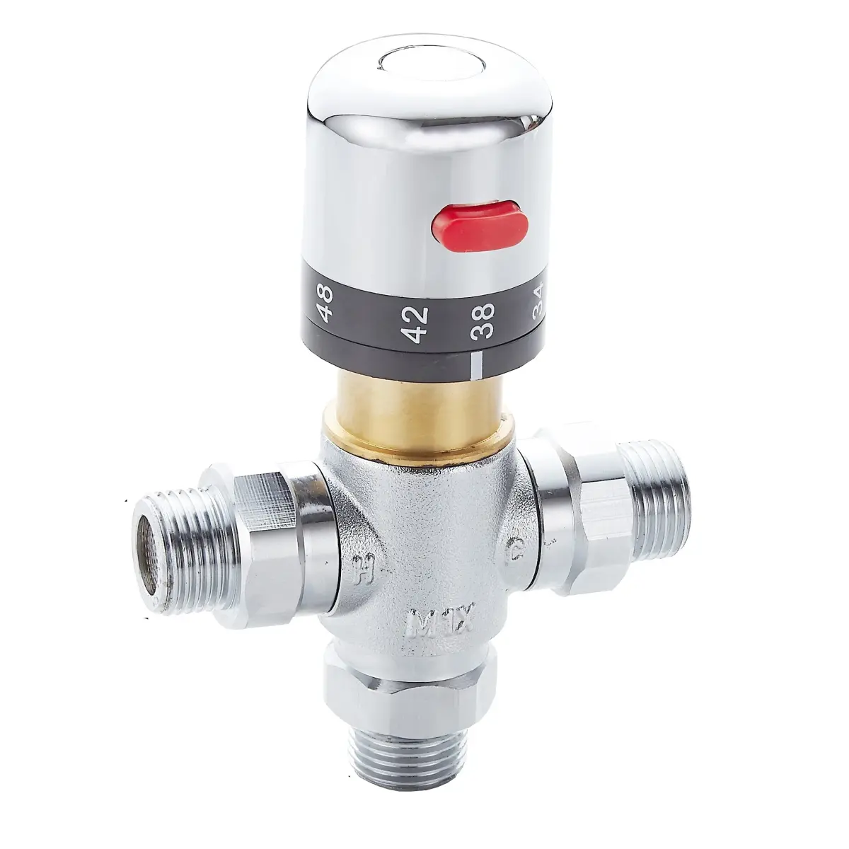 Fyeer Thermostatic Mixing Valve DN15 G1/2" Brass with Plastic Knob | Temperature Control Anti Scald - main product image