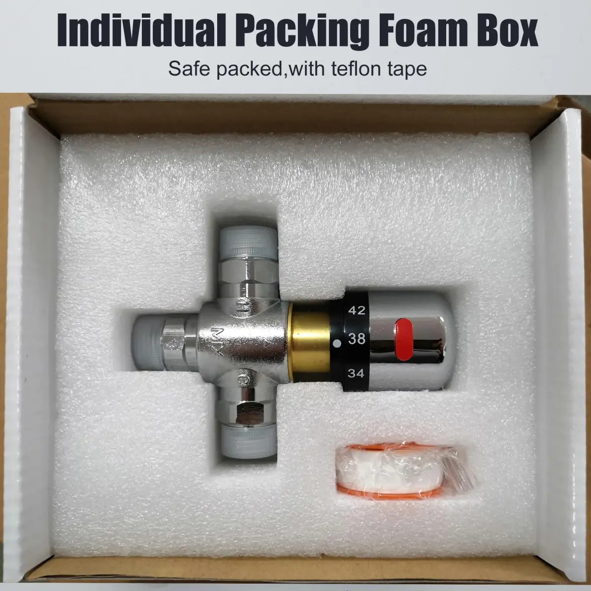 Fyeer Thermostatic Mixing Valve DN15 G1/2" Brass with Plastic Knob | Temperature Control Anti Scald - view 7