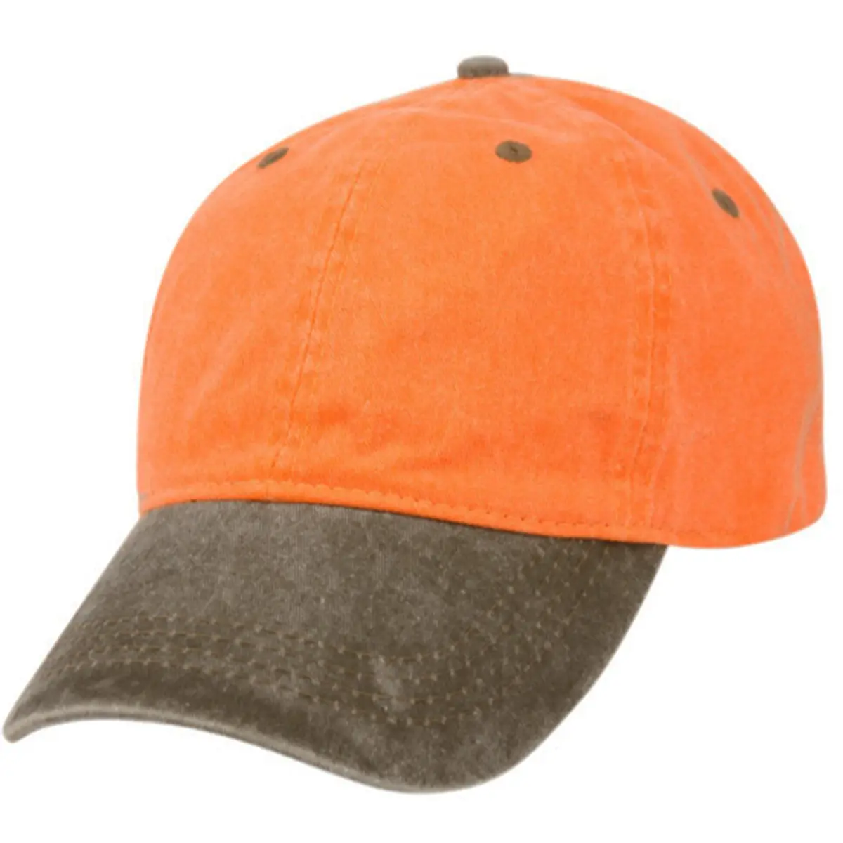 E-Flag Pigment Dyed Washed Cotton Cap - Adjustable Baseball Style in Orange/Brown - main product image