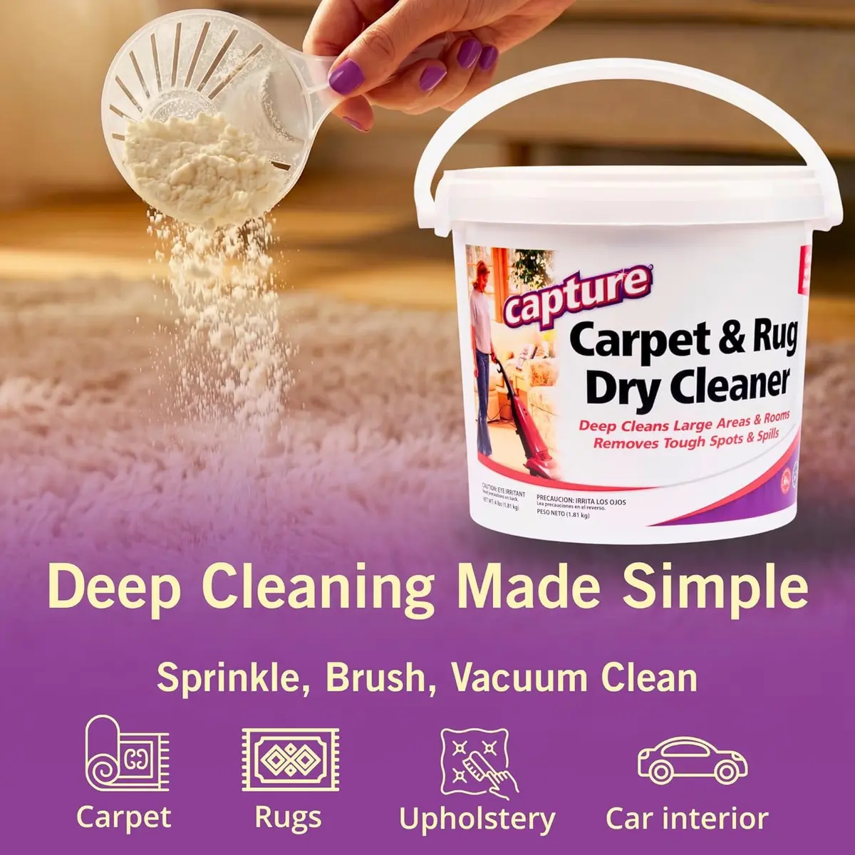 Capture Carpet & Rug Dry Cleaner Powder 1.81 kg (4 lb) | Absorbs Dirt, Stains & Odors - view 3