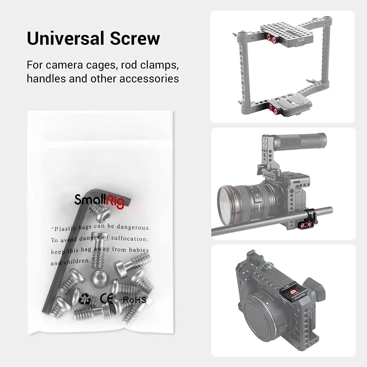 SMALLRIG Allen Wrench Screw 1/4" Screws Accessories Tool (12pcs/Pack) | Stainless Steel, 12pcs, 1/4" Thread, Camera Support - view 5
