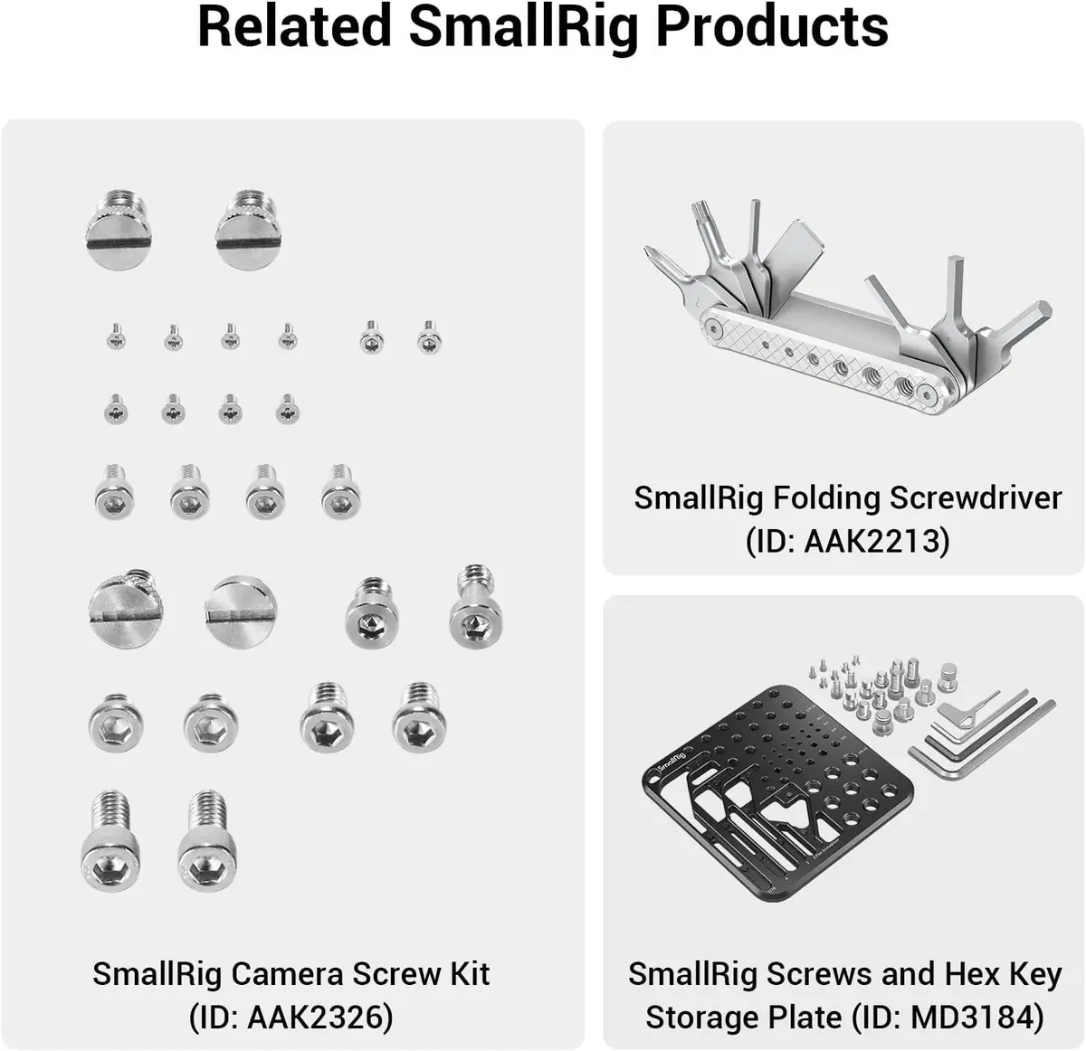 SMALLRIG Allen Wrench Screw 1/4" Screws Accessories Tool (12pcs/Pack) | Stainless Steel, 12pcs, 1/4" Thread, Camera Support - view 7