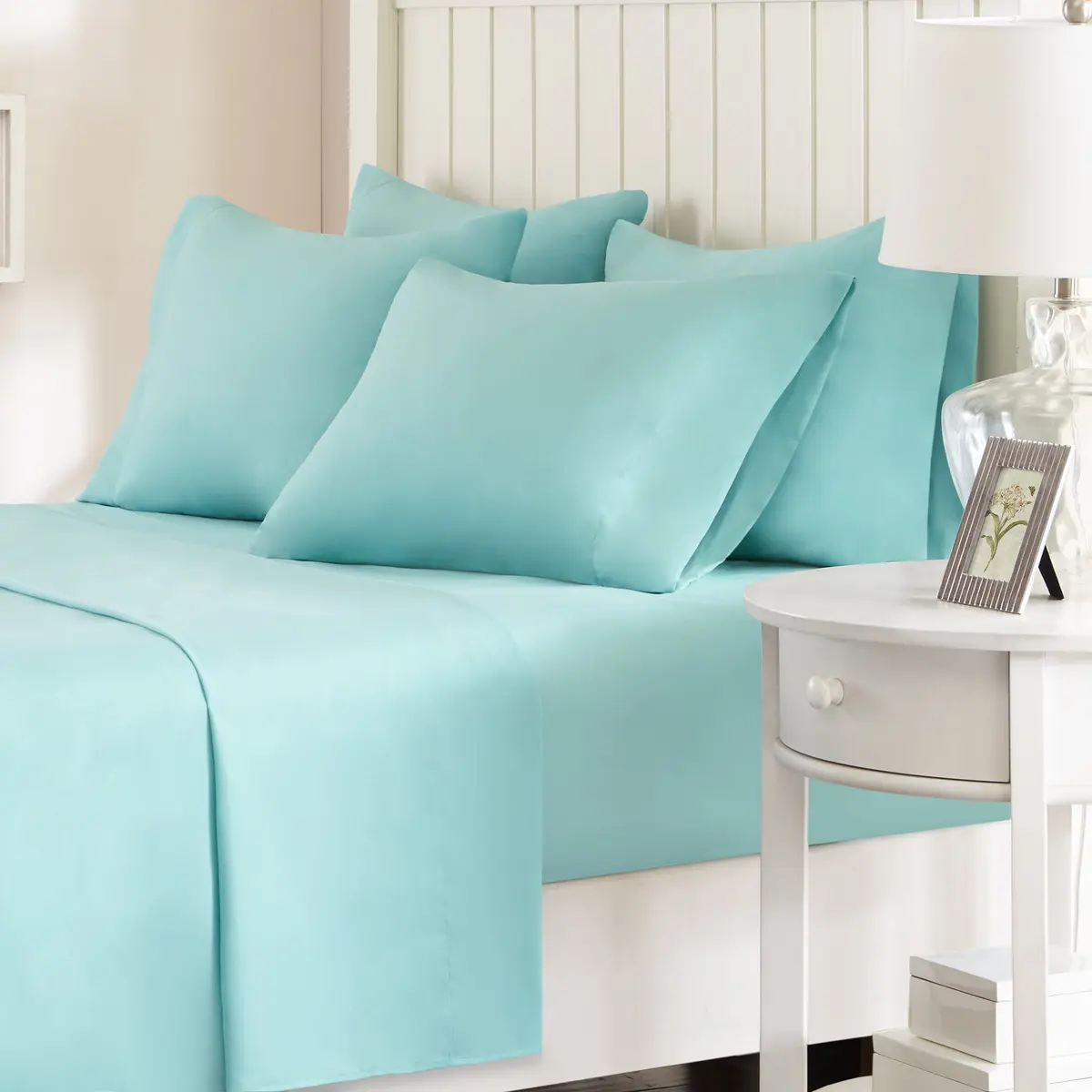 Comfort Spaces Microfiber Deep Pocket Full Sheet Set 4 pcs Aqua | 14-inch Pocket Depth, Solid Color - main product image