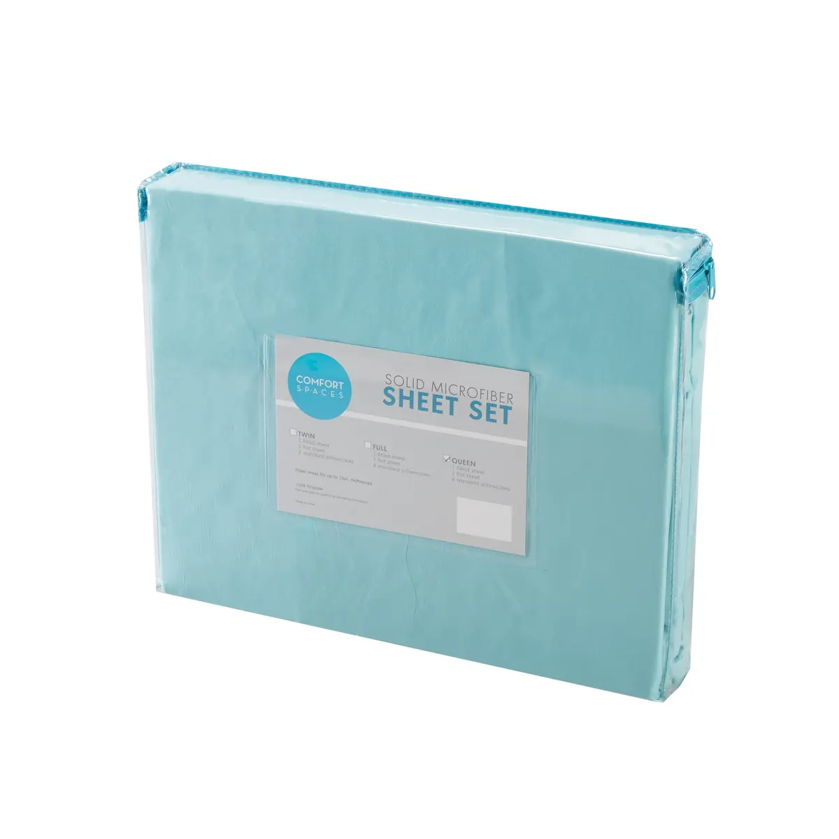 Comfort Spaces Microfiber Deep Pocket Full Sheet Set 4 pcs Aqua | 14-inch Pocket Depth, Solid Color - view 7