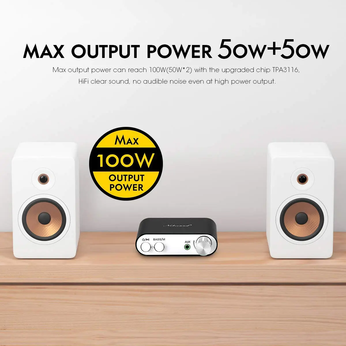 Nobsound NS-10G Bluetooth 5.0 2 Channel Power Amplifier 50Wx2 | HiFi Stereo Mini Amp Wireless Receiver - view 2