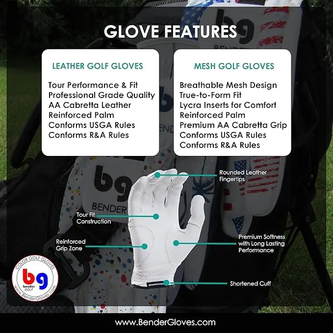 BG Men's Golf Glove Durable Mesh Material | Unique Color & USGA Compliant (70-120 chars) - view 10