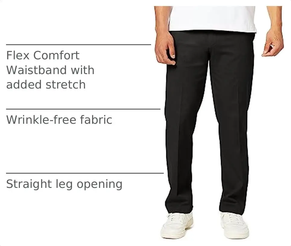 Dockers Men's Straight Fit Khaki Pants Black 32W x 30L | Wrinkle-Free, Stretch Comfort - view 4
