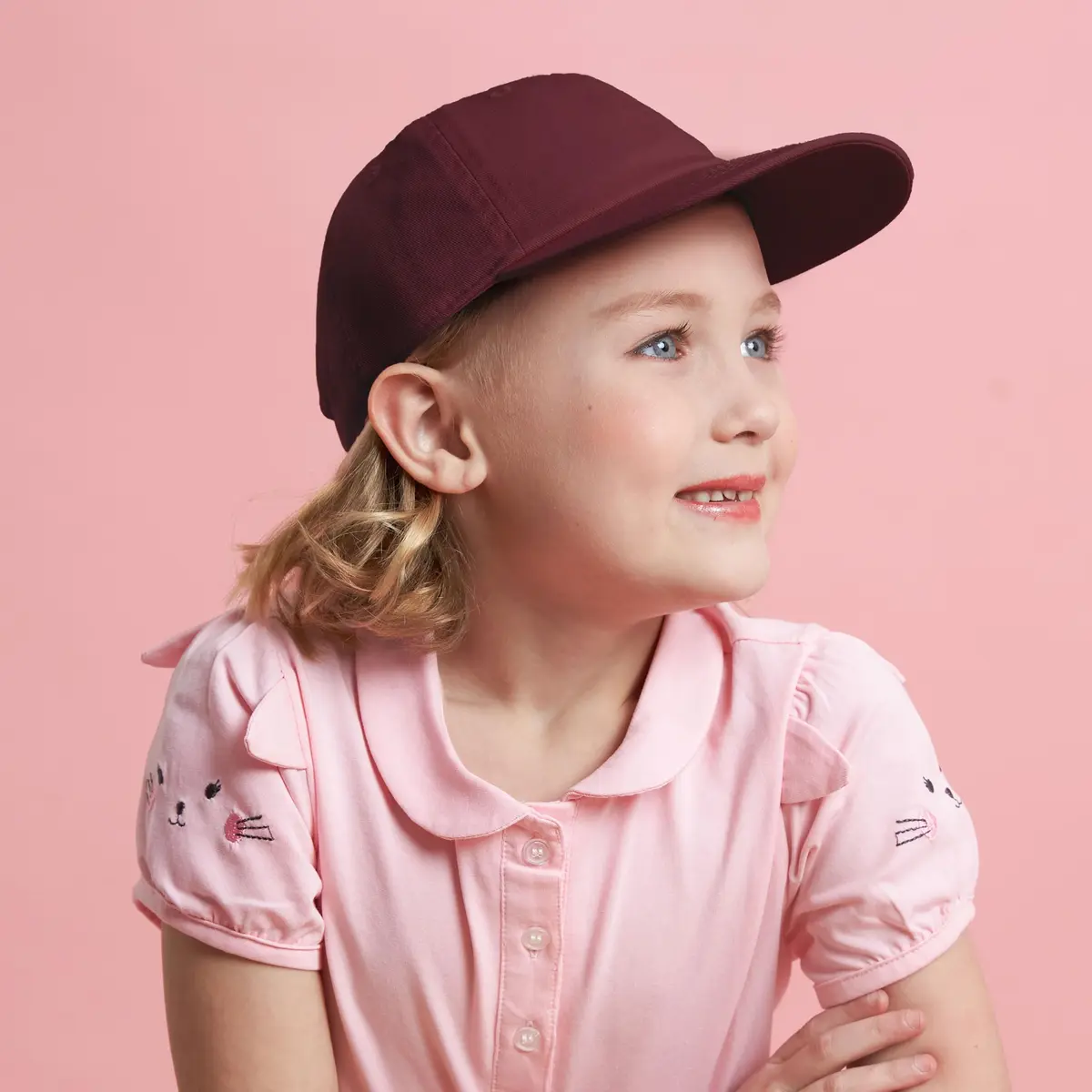 The Hat Depot Kids Washed Low Profile Cotton Baseball Cap | Burgundy, 2-5 yrs - view 2
