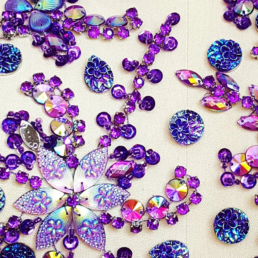 succi shan purple fabric_applique_patch | Bright Beaded Flower Appliques for Wedding Dresses - view 5