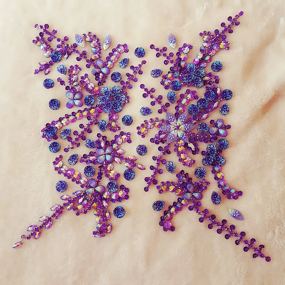 succi shan purple fabric_applique_patch | Bright Beaded Flower Appliques for Wedding Dresses - view 6