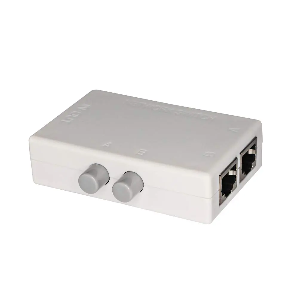 SinLoon RJ45 Network Switch 2-Port | Compact 100MHz Ethernet Splitter for Safe, Easy Network Sharing - main product image