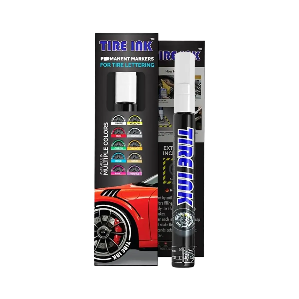 Tire Ink White Tire Paint Pen - Waterproof Permanent Marker for Car Wheels | 0.5mm-0.9mm Chisel Tip | Made in Japan (Pack of 1) - main product image