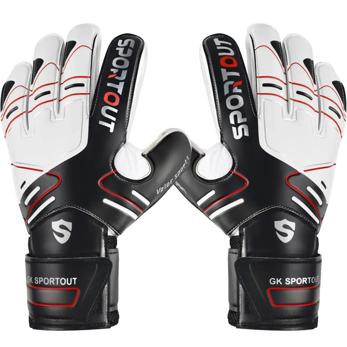 Sportout Black Goalkeeper Gloves Size 8 | Strong Grip & Finger Protection - main product image