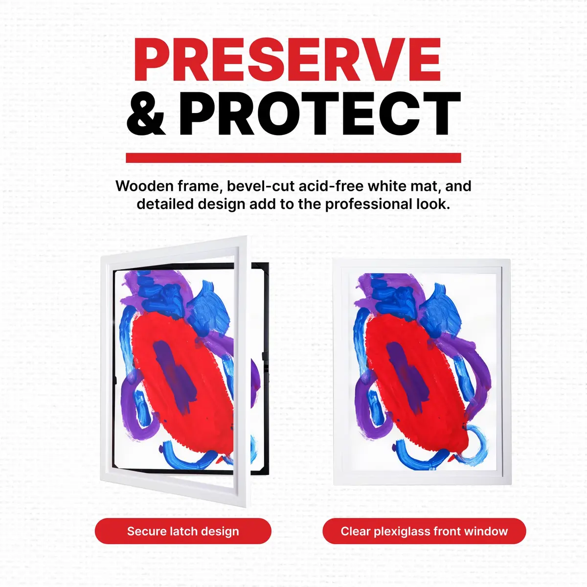 Dynamic Frames Li’l Davinci Front-Open 2-Pack Kids Art Frames, Wooden for 18x24 Artwork, Certificates, Store up to 50, White - view 5