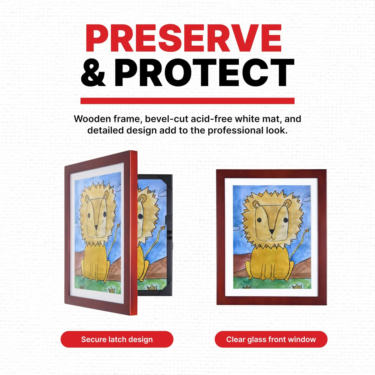 Dynamic Frames Li’l Davinci Front-Open 2-Pack Kids Art Frames, Wooden for 9x12 Artwork, Store up to 50, Cherry - view 5
