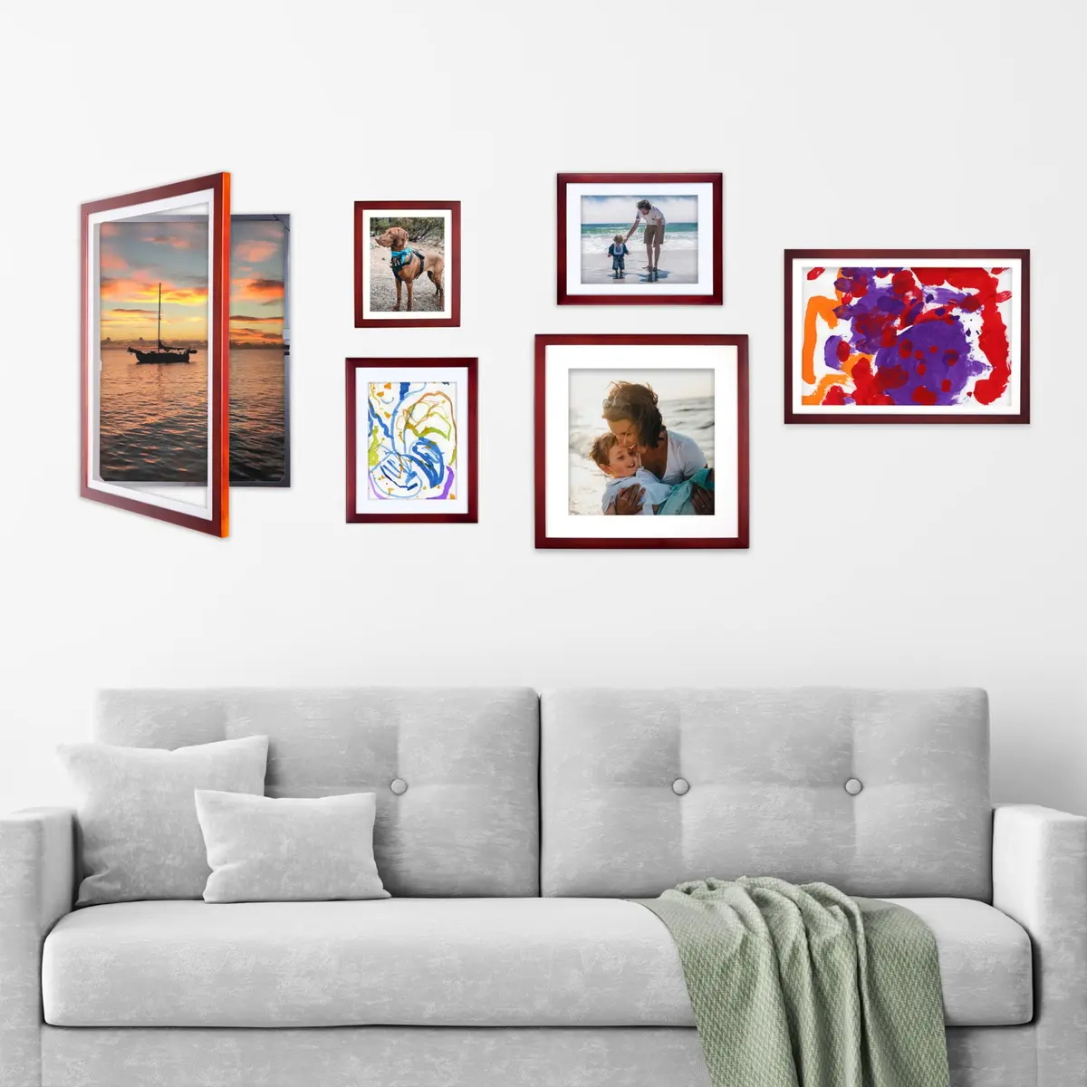Dynamic Frames Li’l Davinci Front-Open 2-Pack Kids Art Frames, Wooden for 9x12 Artwork, Store up to 50, Cherry - view 6