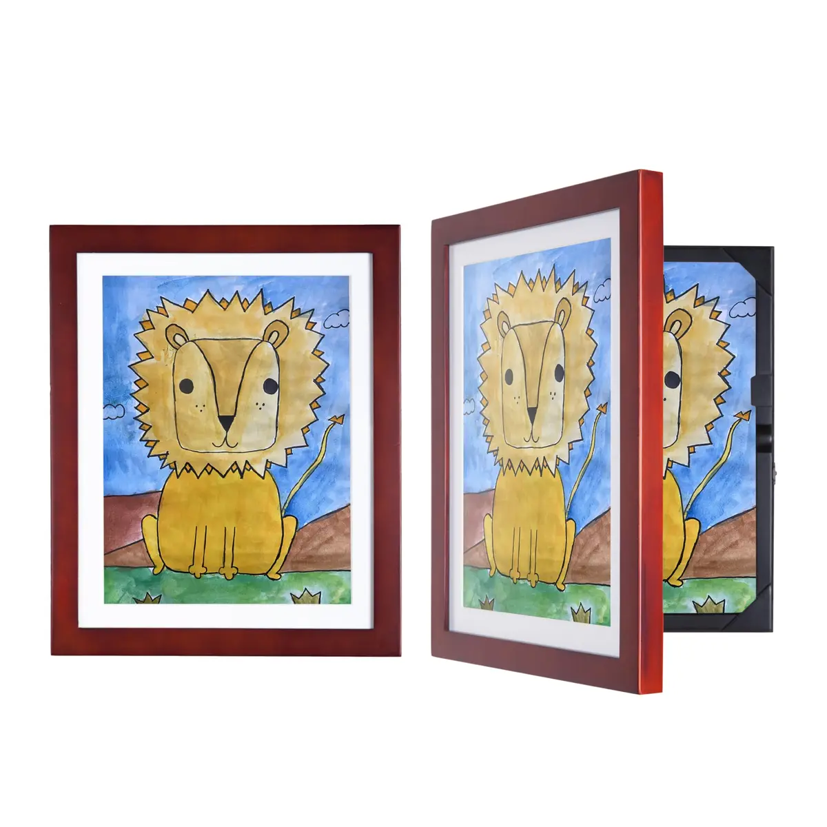 Dynamic Frames Li’l Davinci Front-Open 2-Pack Kids Art Frames, Wooden for 9x12 Artwork, Store up to 50, Cherry - view 8