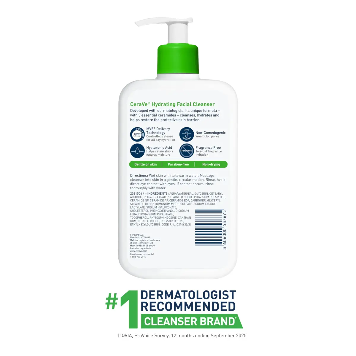 CeraVe Hydrating Cleanser with Hyaluronic Acid & Ceramides, Face Wash for Dry Skin, 473ml (16 Fl Oz) - view 7
