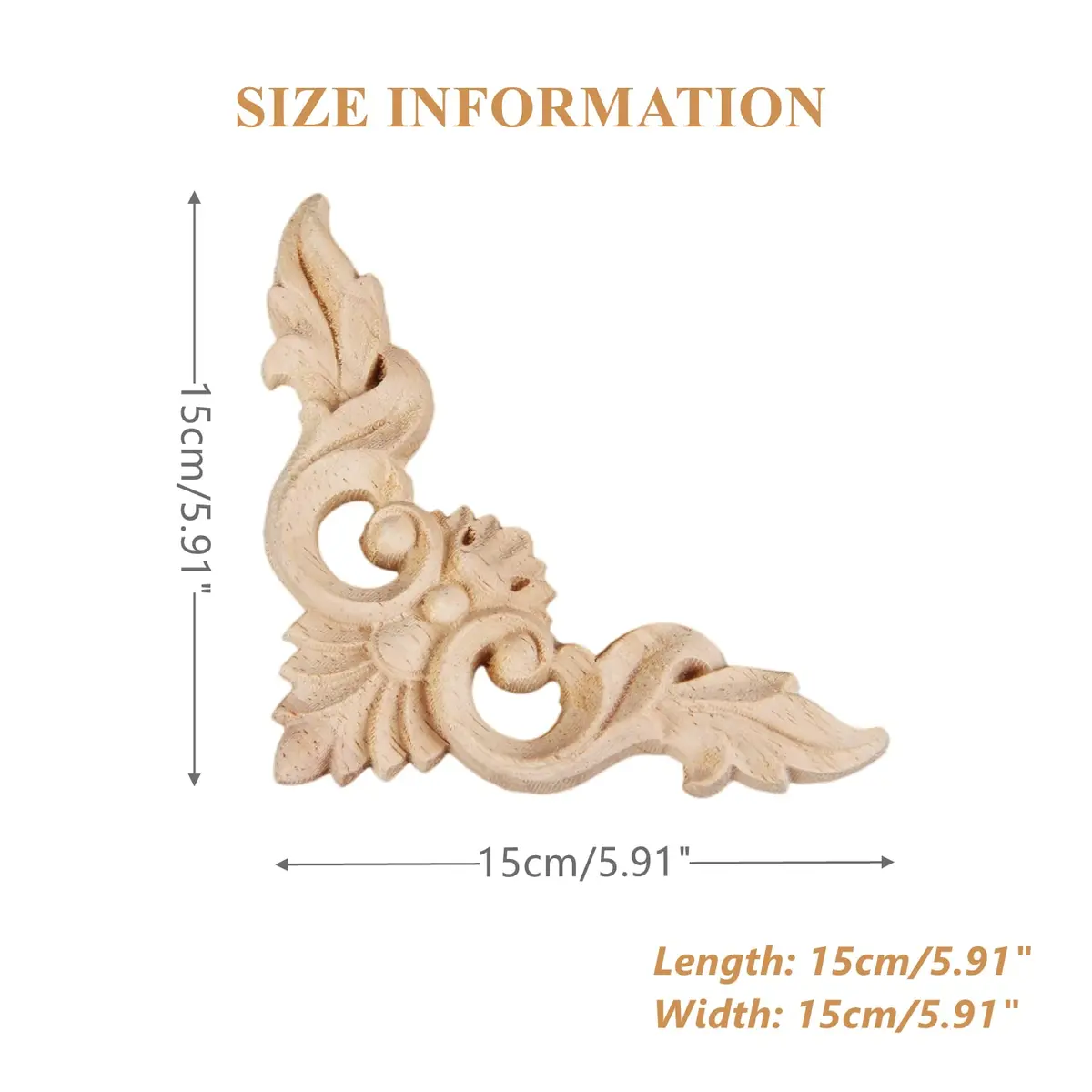 MUXSAM Wooden Appliques 15x15cm | Elegant European Style Decor for Home - view 2
