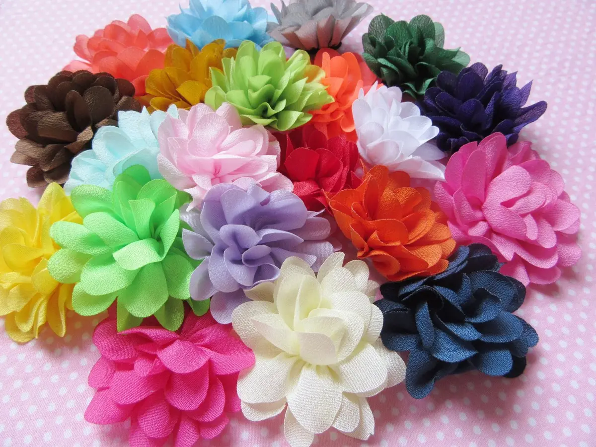 YYCRAFT Satin Silk Flower Hair Headband Pack of 38 | 2" Floral Hair Accessories for Girls & Infants - view 5