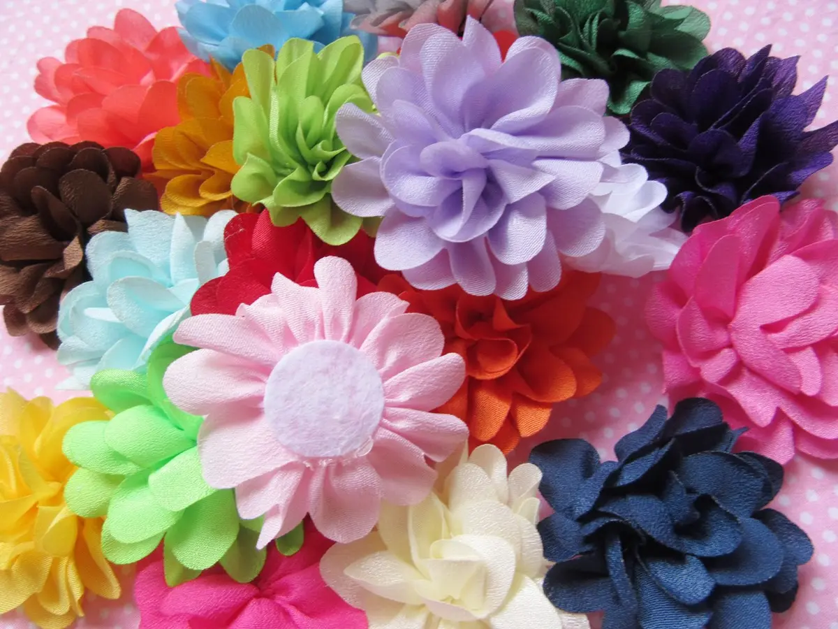YYCRAFT Satin Silk Flower Hair Headband Pack of 38 | 2" Floral Hair Accessories for Girls & Infants - view 2
