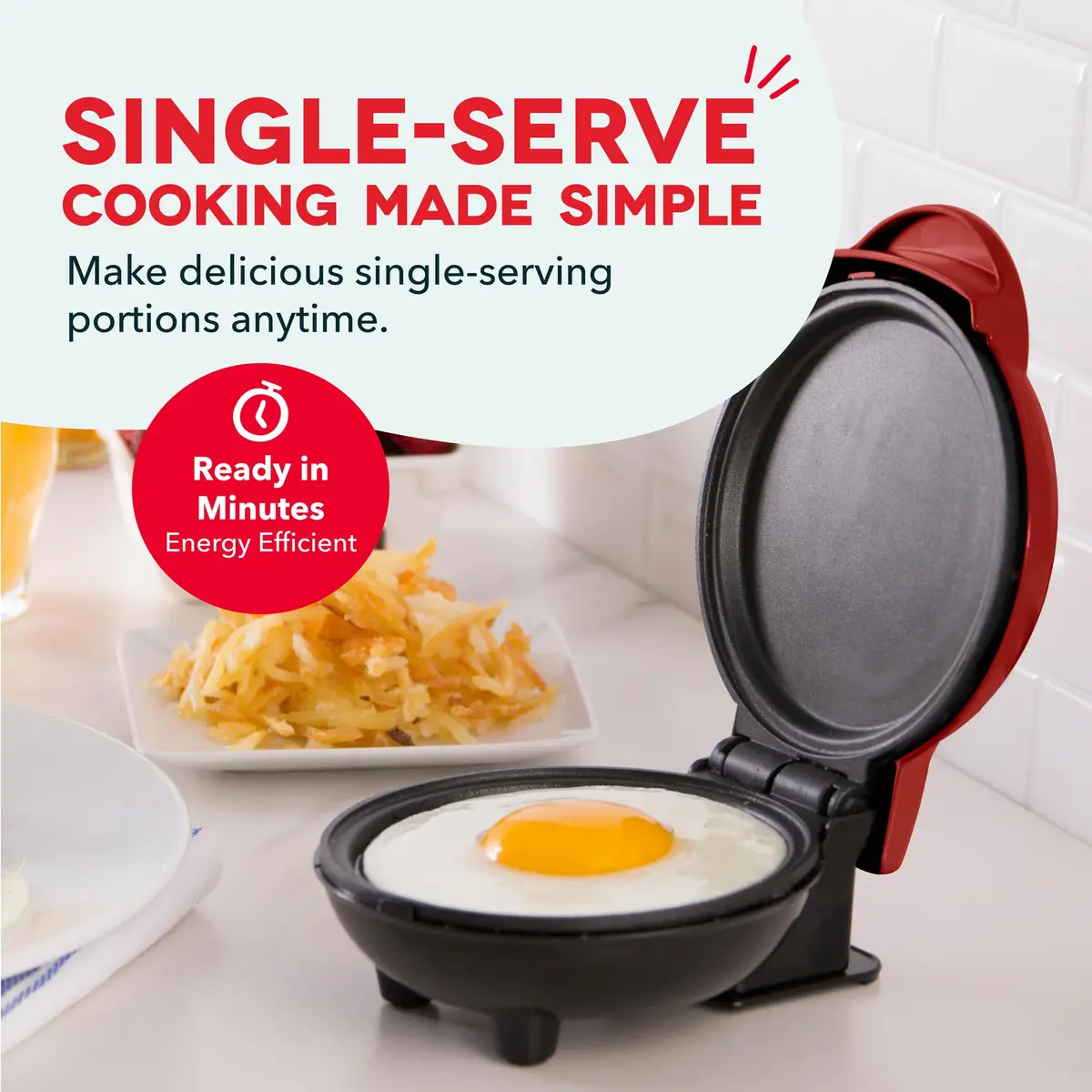 Dash Mini Maker Griddle 4 Inch Red | Compact Electric Pancake Maker for Quick Breakfasts - view 3
