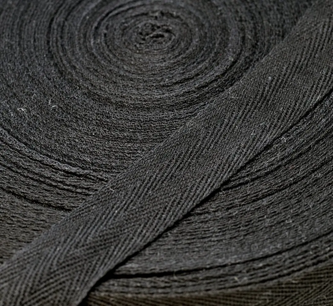 Anrox Supply Co. Twill Tape 2" | 100% Cotton, Herringbone Pattern, Black, 50 Yards - view 2