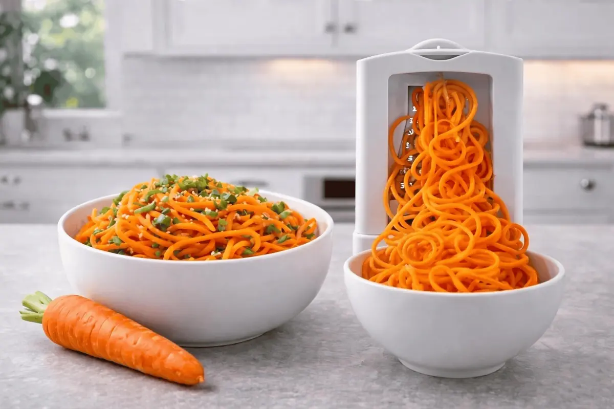 Brieftons 5-Blade Vegetable Spiralizer & Veggie Noodle Maker | Japanese Steel Blades for Zucchini & Sweet Potato | Strong Suction Pad | 4 Recipe eBooks - view 9